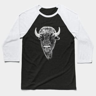 Buffalo Head Portrait Baseball T-Shirt